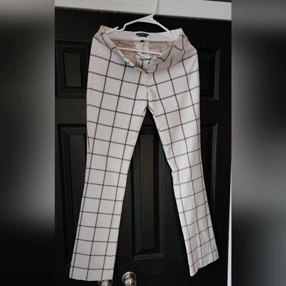 Express White and Black Plaid Pants